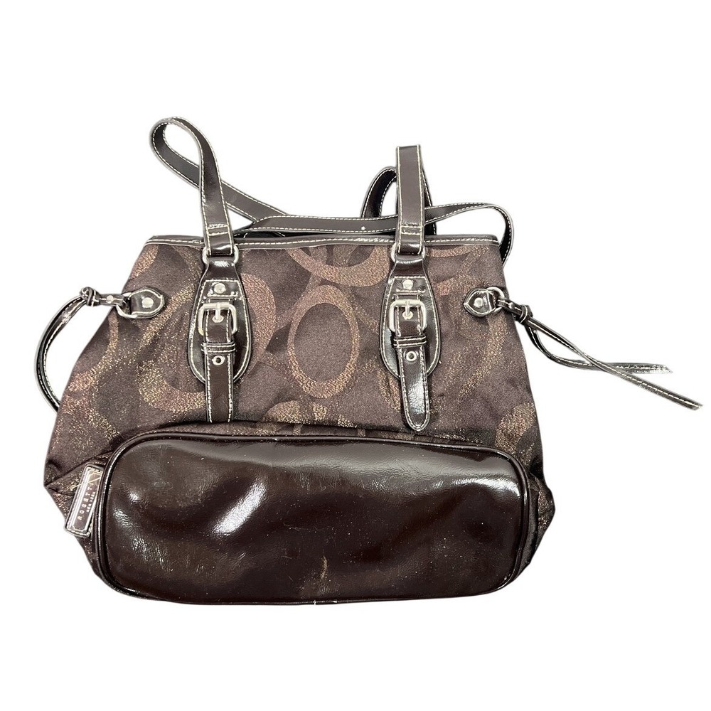 Rosetti New York Women's Brown Gold Metallic Signature Logo Tote Shoulder Bag